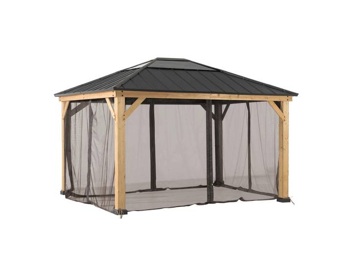 Pavillon-Seitenteil, Braun, 399x220 cm, Sonnenschutz, Pavillons