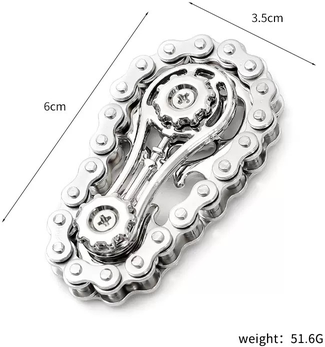 DynamicDeals GearFlow Metal Fidget Spinner Desk Toy For Stress Relief, Focus & Office Decor silver Chain