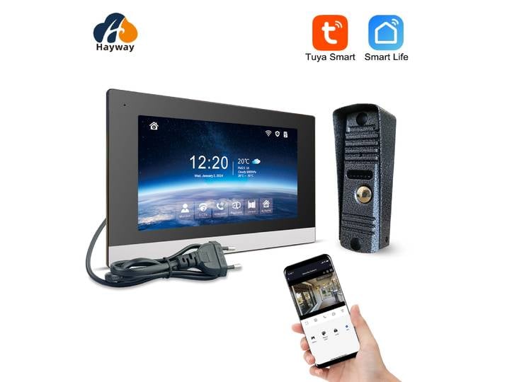 Hayway – interphone visuel pour maison, sonnette vidéo 1080P, caméra pour appartement, 7 pouces, Tuya, moniteur tactile intelligent, prise en charge de la détection de mouvement