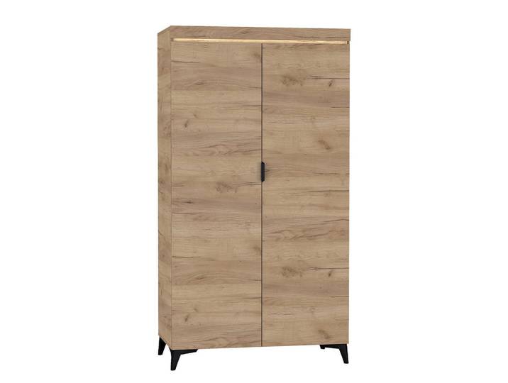Petits-meubles Kleiderschrank 2 Türen Ruben Holz, Braun, Holzwerkstoff, 105x195x55 cm, Schlafzimmer, Kleiderschränke