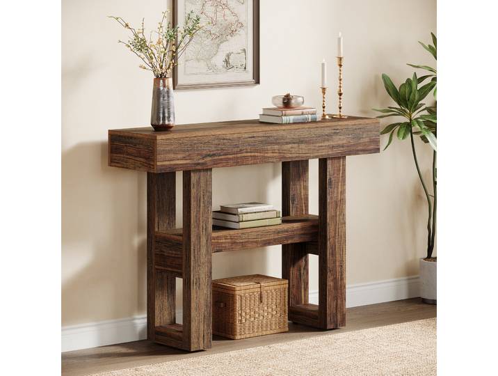 Table console Tribesigns de 41,34 pouces, table d'entrée rustique avec rangement à 2 niveaux, meuble étroit pour le hall d'entrée, le salon