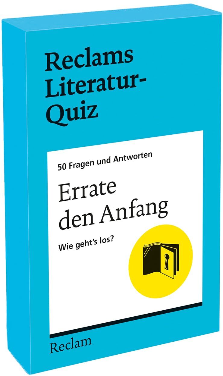 Manfred Orlick - Errate den Anfang. Wie geht’s los? 50 Fragen und Antworten für Büchermenschen: [Reclams Literatur-Quiz] – Literaturklassiker anhand ihres ersten Satzes erkennen – handliche Box mit 50 Quizfragen – Pocket-Kartenset (7 × 11 cm) – 14–99 Jahr