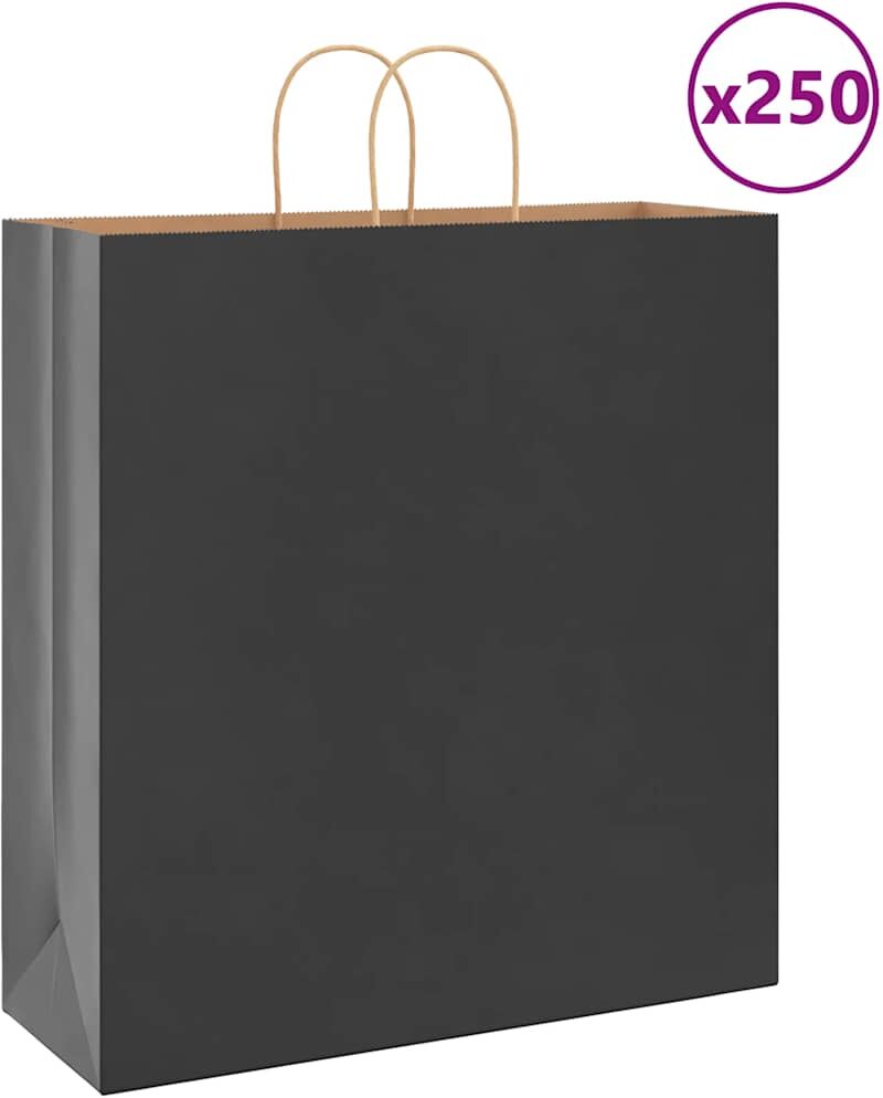 vidaXL Sacs en papier 250 pcs avec poignées noir 45x17x48 cm