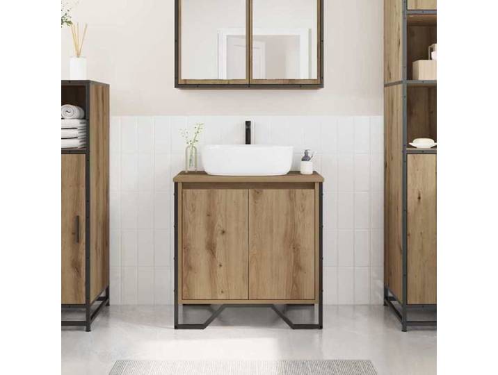 Automne/hiver  Marron Cabinet de Lavabo avec stockage Chêne artisanal 60x35x60cm - Hauteur：60cm DEC8429788