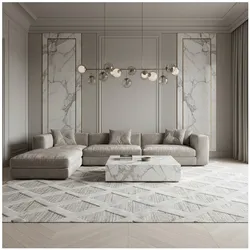 Teppich Hochflor TALFER in Grau, im Boho-Stil, 60 x 110 cm