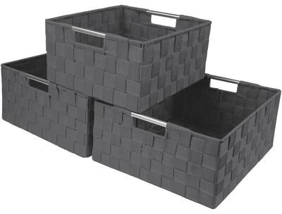 Sorbus Storage Box Woven Basket Bin Container Tote Cube Organizer Shelf Organizer with Built-in Carry Handles