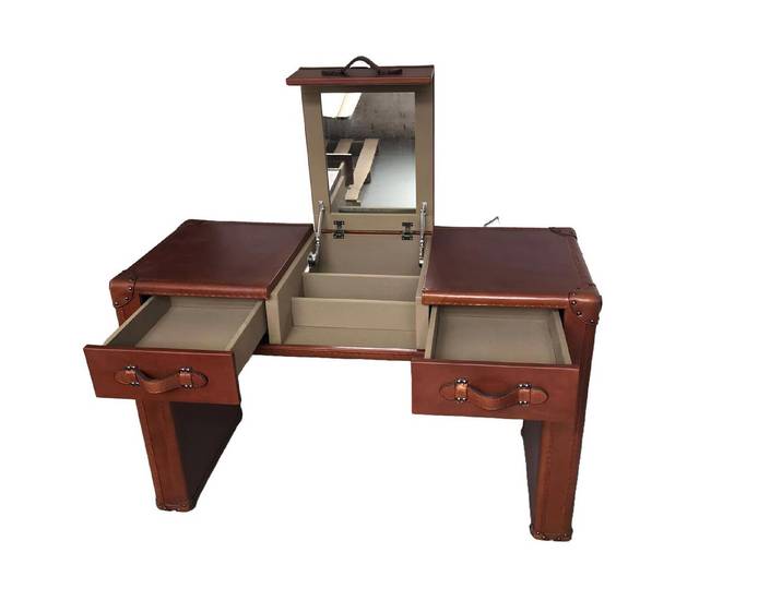 Xlmoebel Schminktisch Vintage-Lederkoffer für Kosmetik und Frisierutensilien (Schminktisch, 1-St., Schminktisch), Hergestellt in Europa