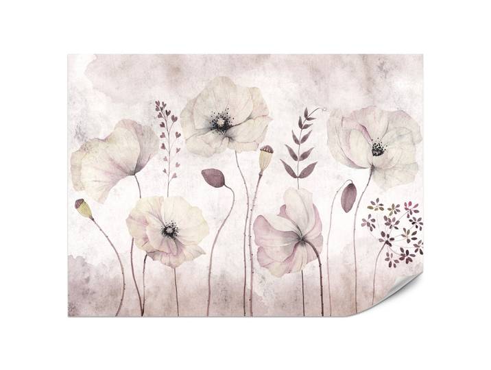 FOTOTAPETE für Schlafzimmer Zarte Mohnblumen Wiese Blumen 200x140
