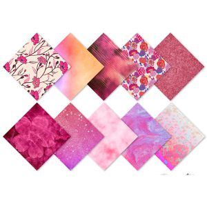 craftcut Transferfolie 40511 Ink Transfer-Sheet Pink Flower, für Textilien & Keramik, 30.5 x 30.5 cm, 10 Stück