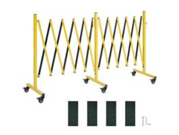 VEVOR Barrière de Sécurité Extensible Double Barrière Accordéon 5,46 m Clôture Pliable Industrielle pour Allée, Entrepôt, Ascenseur, en Métal, Portable, Mobile, Roulettes Verrouillables, Jaune et Noir