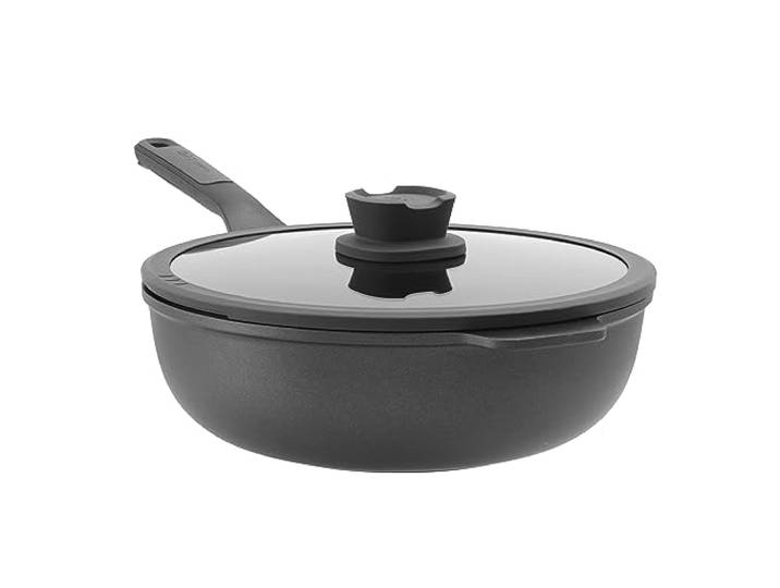 Berghoff Leo Wok Pfanne mit Deckel (28cm) - Wok mit Deckel - Antihaft-Wok - für alle Herdarten - Stone+