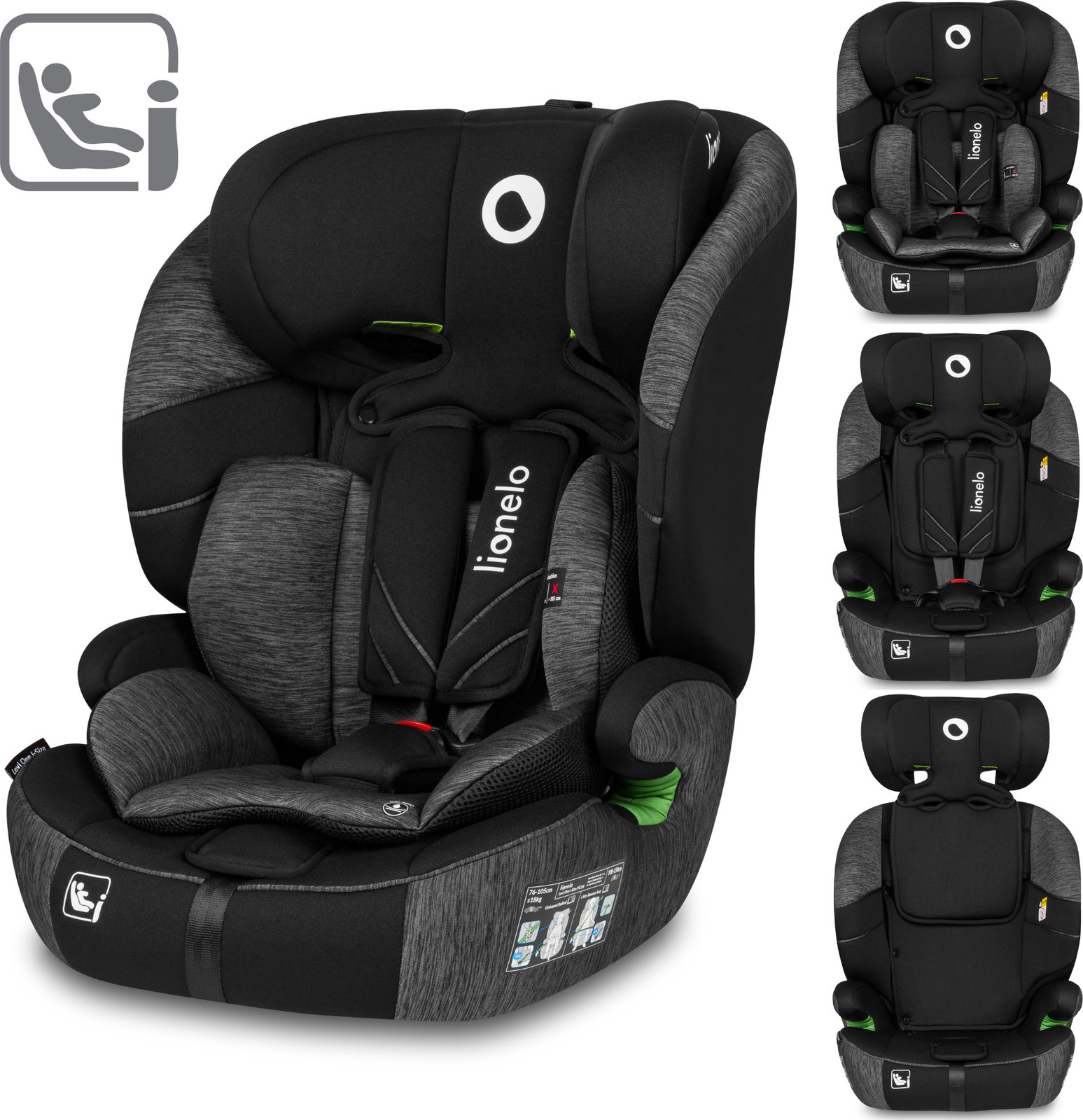 Lionelo Levi One i-Size autostoeltje - Zwart
