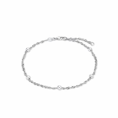 Fußkette AMOR "Schmuck Geschenk Körperschmuck, Singapurkette Kügelchen", silber (silber, 925), Fußketten, Damen, Silber 925 (Sterlingsilber)