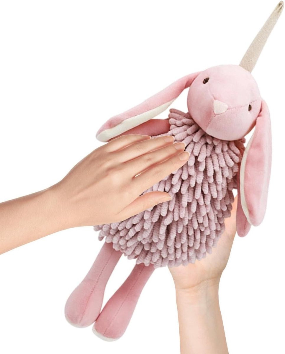 Zachte Chenille Gastendoekjes voor Badkamer en Keuken - Roze - 36 x 16 cm