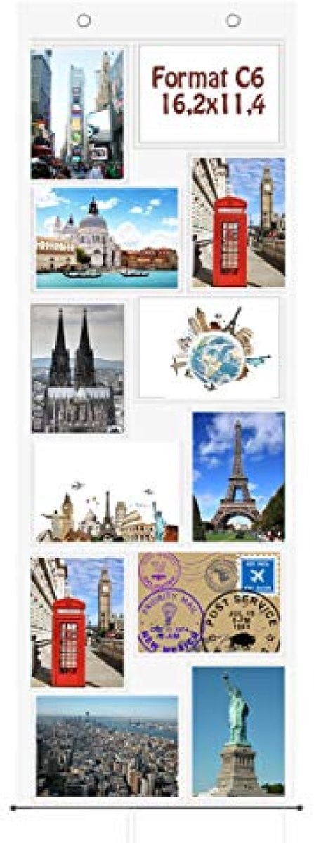 PromoHome Fotogordijn voor 12 foto's, 2 stuks, Transparant C6 Beeldgalerij