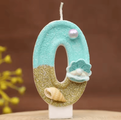 Inspire Picks Reusable Beach Theme Number Candles Ocean Birthday Cake Decorations For Yearly Celebrations number 0