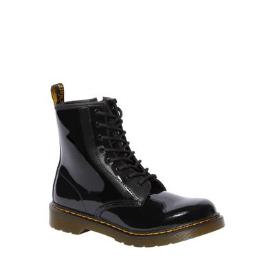 Schnürboots DR. MARTENS "1460 Y Black Patent Lamper", Mädchen, Gr. 37, Synthetik Textil, schwarz, Lackleder, Schuhe Schnürboots, Kinder Stiefel, Boots mit logobedruckter Anziehlasche