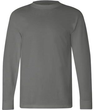 Bayside BA6100 USA-Made Long Sleeve T-Shirt in Charcoal size 3XL   Cotton 6100