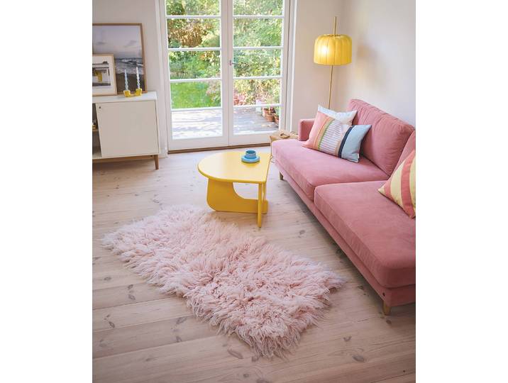 Wollteppich Fluffy Pink/Rosa 80 x 160cm Wolle