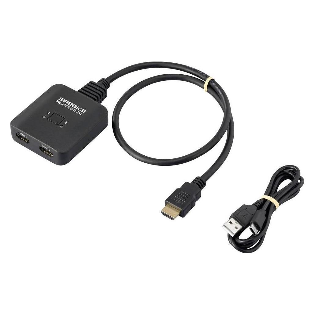 SpeaKa Professional SP-HDMIBS-100 2+1 Port HDMI-Switch bidirektional verwendbar (SP-13456272)
