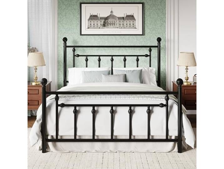MUTICOR Metallbett 140x200 cm mit Kopf- und Fußteil, Stauraum, Schwarz Stahlrahmen, Zeitloses Design, Geräuscharm, Unterbett-Stauraum, 363 kg Belastbarkeit, Einfache Montage