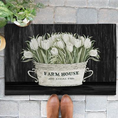 Laural Home Moody Farmhouse Tulips Outdoor Door Mat