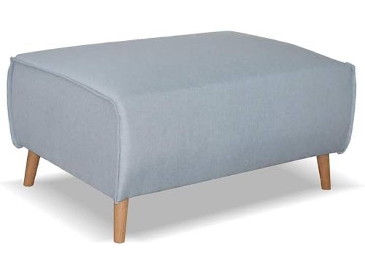 DOMO. collection Polsterhocker Jules FK mit Federkern und Holzfüßen, Sofa Hocker, Beistellhocker, Sitzhocker, 97 x 66 x 47 cm (BxTxH), in hellblau