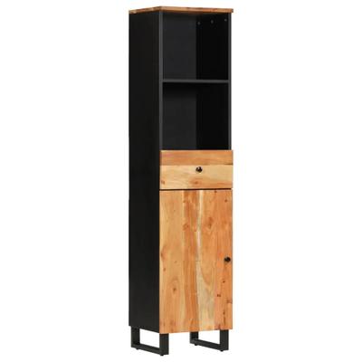 Helloshop26 - Badezimmerschrank multifunktionaler Stauraum 38 x 33 x 160 cm aus massivem Akazienholz