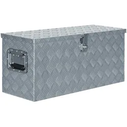 DELUKE® Aluminiumbox mit Deckel - Abschließbar Alubox Deichselbox Alu Anhängerbox Werkzeugkiste Metall Transportbox Metallkiste, 80x30x35cm Silber