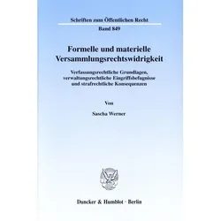 Formelle und materielle Versammlungsrechtswidrigkeit, Fachbücher von Sascha Werner