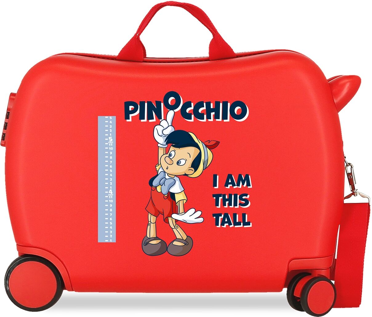Disney Maleta infantil 2 ruedas multidireccionales pinocchio. Rojo