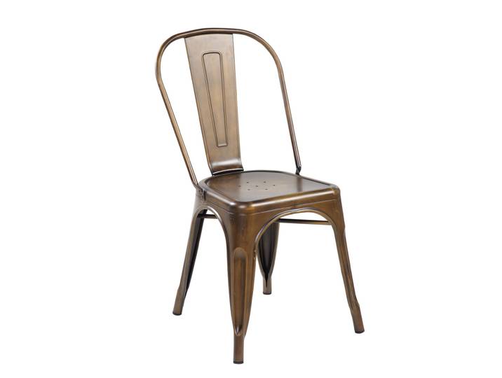 Chaise restaurant Vintage rétro en métal industriel vielli couleur Brun antique