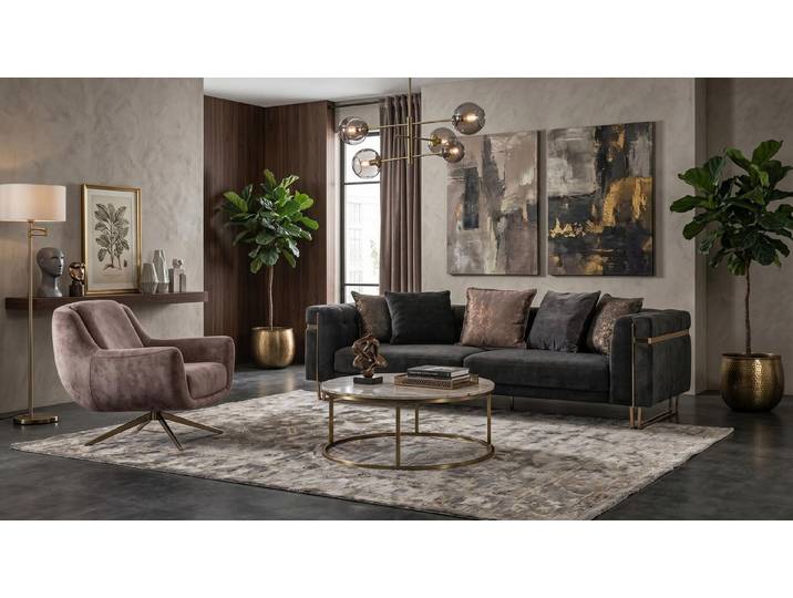 JVmoebel Polstergarnitur Wohnzimmer Set 3 Sitzer Sofa Sessel Modern Schwarz Raffiniert, (2-tlg., 2-tlg)
