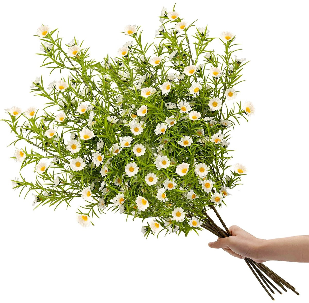 Dailygoods Kunstmatige Madeliefjes 6 Stuks - Kunstbloemen met Lange Steel voor Decoratie en Bloemstukken