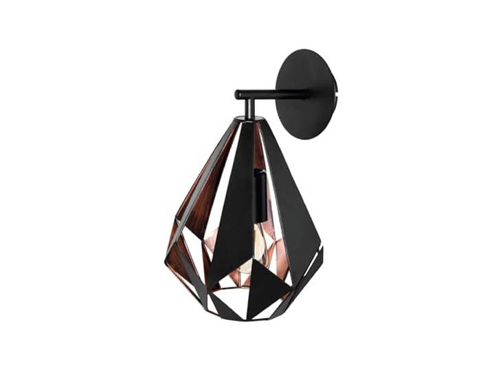 Eglo Applique murale Carlton 1\, lampe murale vintage\, éclairage mural en métal noir et cuivre\, douille E27