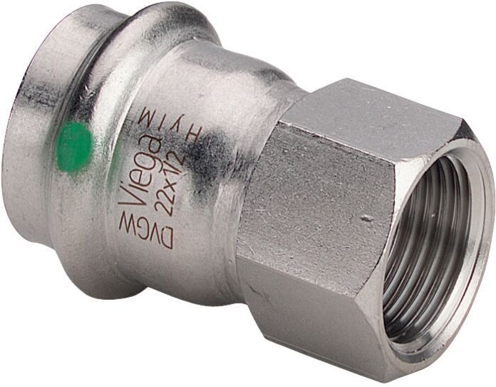 Viega Sanpress Inox Übergangsstück 436636 22mmxRp 1, Stahl nichtrostend, Mehrkant, SC-Contur