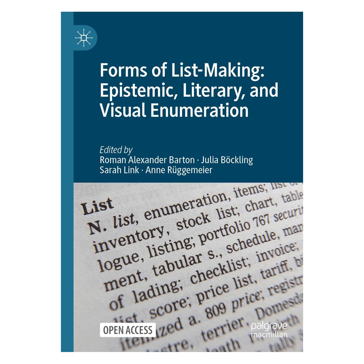 Springer Forms of List-Making: Epistemic, Litera (Englisch, Hardcover, Anne Rüggemeier, Julia Böckling, Roman Alexander Barton, Sarah Link) (9783030769697)