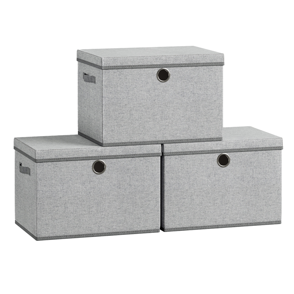 SONGMICS Aufbewahrungsboxen, mit Deckel, 3er Set, Ordnungsboxen RFB545GD01