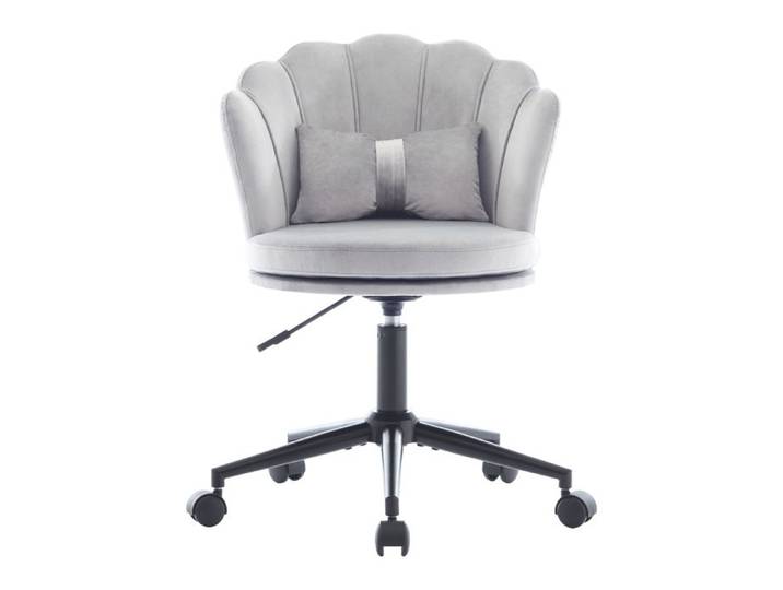 LPOSPI Chaise de Bureau Pivotante 360° à Hauteur Réglable - LPOSPI - Dossier Pétale Coussin Lombaire Velours Gris