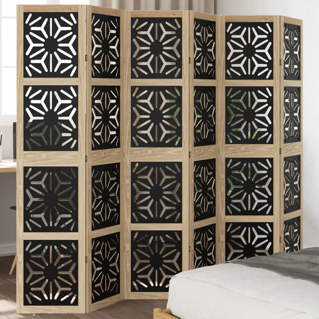 Latitude Vive Solid Wood Room Divider Black;Brown 180cm H x 215cm W