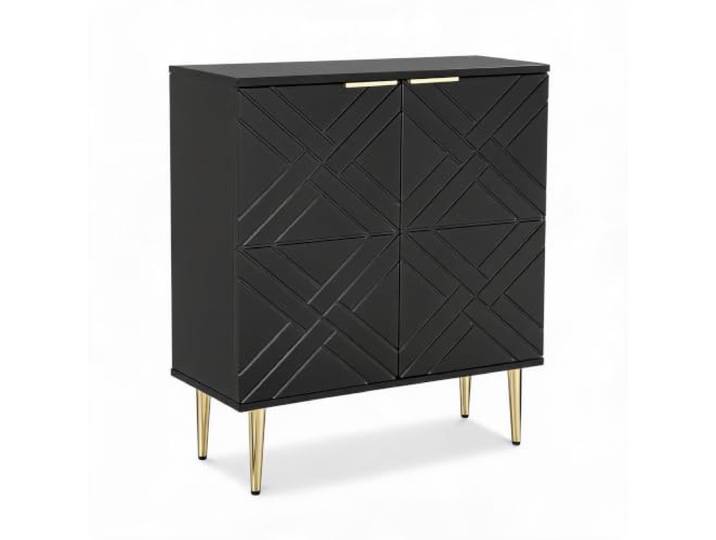 GarveeMore Schmales Sideboard/Flurschrank Mit 2 Türen 3D-geprägte Front - verstellbare Einlegeböden - freistehender Aufbewahrungsschrank für Flur, Wohn- & Esszimmer