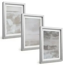 BILDER SET 3er Set - 20x30 cm Silberner Rahmen - Moderne, Used-Look-Texturen