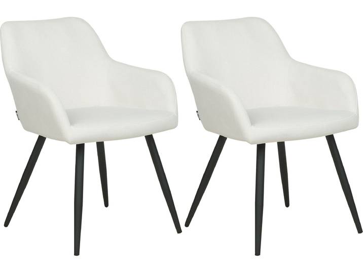 BELIANI Esszimmerstuhl 2er Set Cremeweiß Samtstoff mit Schwarzen Metallbeinen Retro-Design Polsterstuhl Wohnzimmer Essbereich Flur Diele Ausstattung Möbel