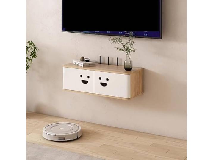 Ptasccne tv Schrank Wandmontierte Medienkonsole mit schwebendem TV-Ständer aus Massivholz