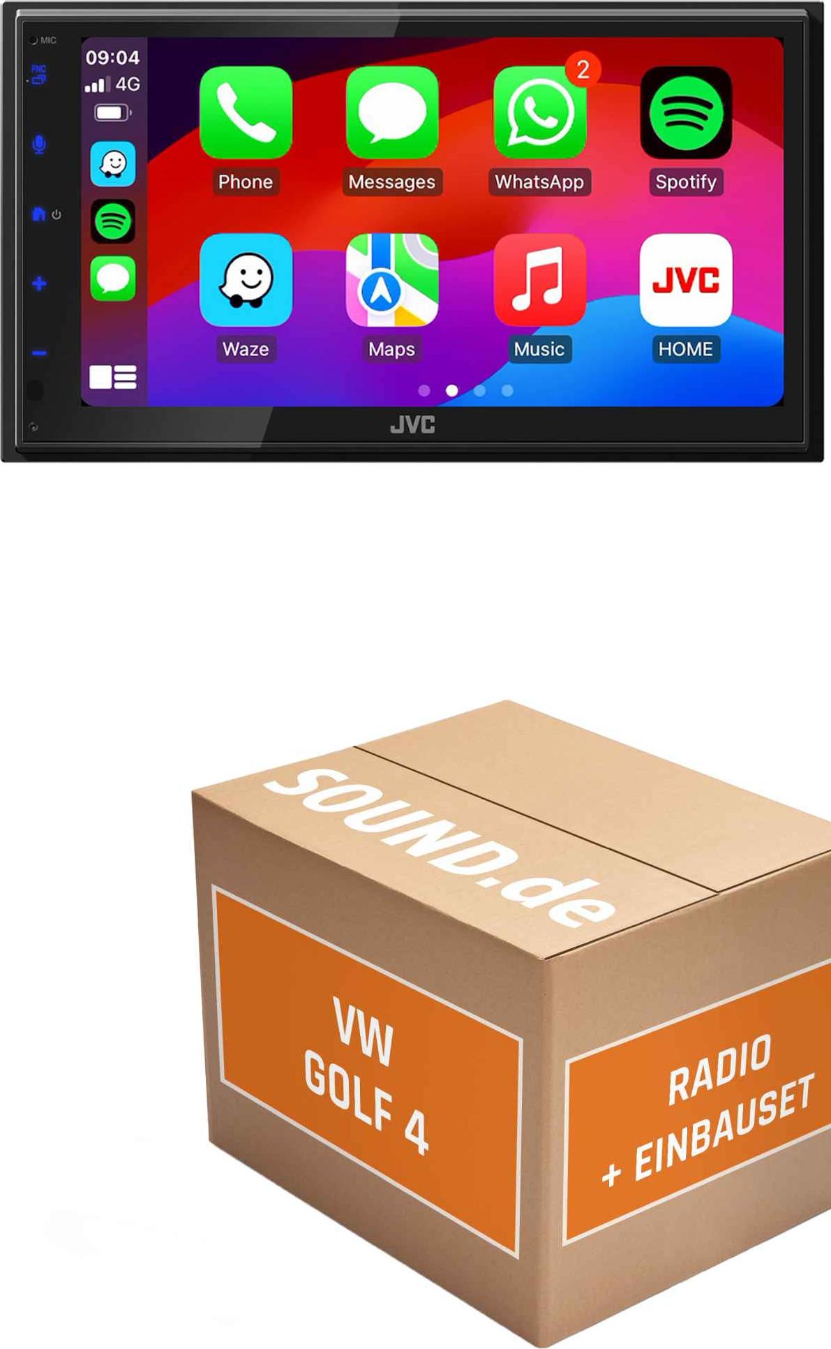 Autoradio Einbaupaket JVC KW-M695DBW passend für Volkswagen Golf 4 | CarPlay Wireless Android Auto Wireless