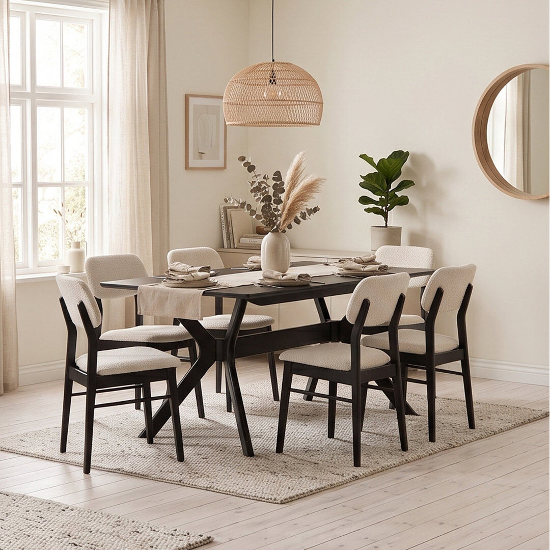 17 Stories Solid Wood Dining Set Black