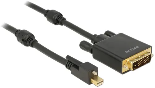 Delock DVI / Mini-DisplayPort Anschlusskabel Mini DisplayPort Stecker, DVI-D 24+1pol. Stecker 2m Schwarz 83726 vergoldete