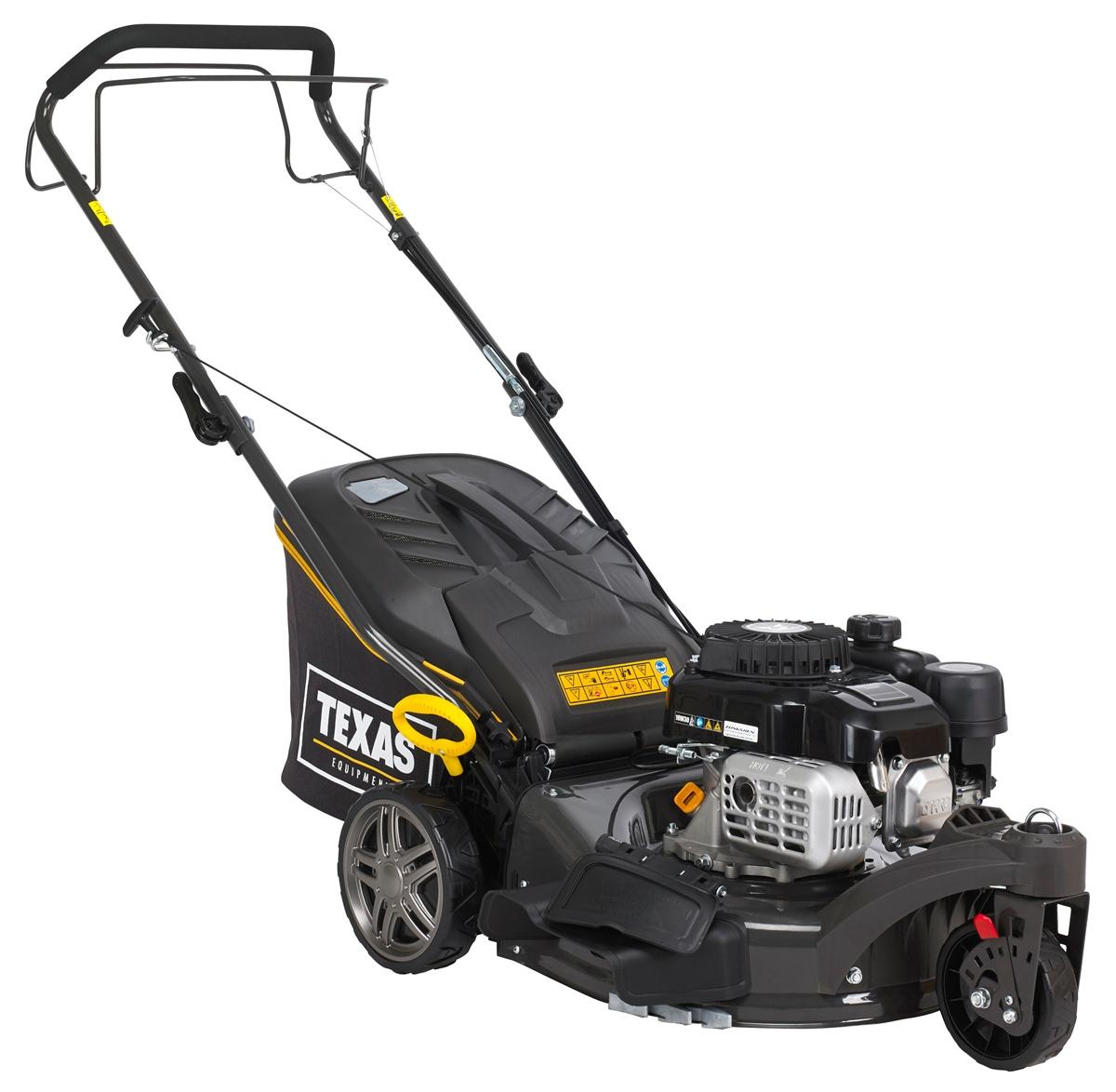 Texas Premium 4275TR HandgefÃ1/4hrter Rasenmäher, 4-Takt Benzinmotor, 42cm Schnittbreite, Radantrieb, Mulchmäher, Grasfang seitlich
