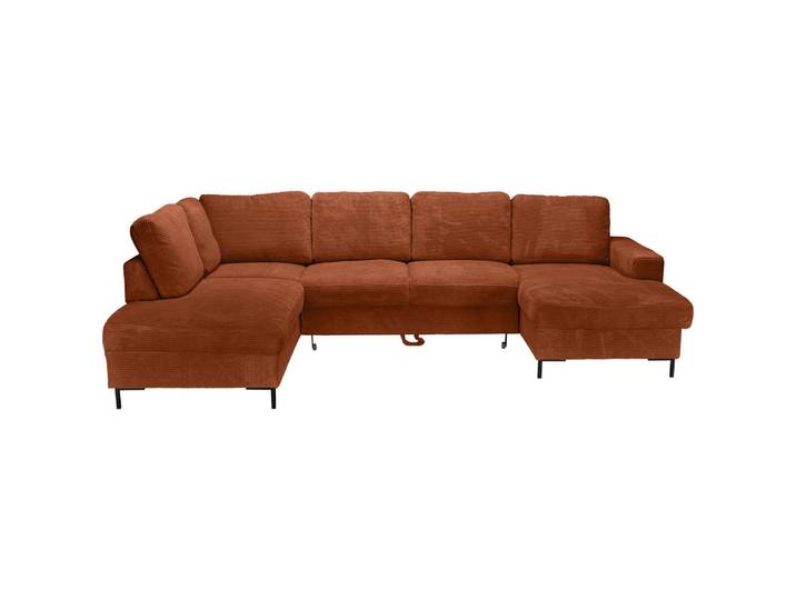 Carryhome Wohnlandschaft, Rost, Metall, 5-Sitzer, Füllung: Schaumstoffflocken, U-Form, Ottomane rechts, 303x197 cm, Liegefunktion, seitenverkehrt erhältlich, Schlafen auf Sitzhöhe, Rücken echt, haustierfreundlicher Bezug, Wohnzimmer, Sofas & Couches, Wohnlandschaften, Wohnlandschaft U-Form