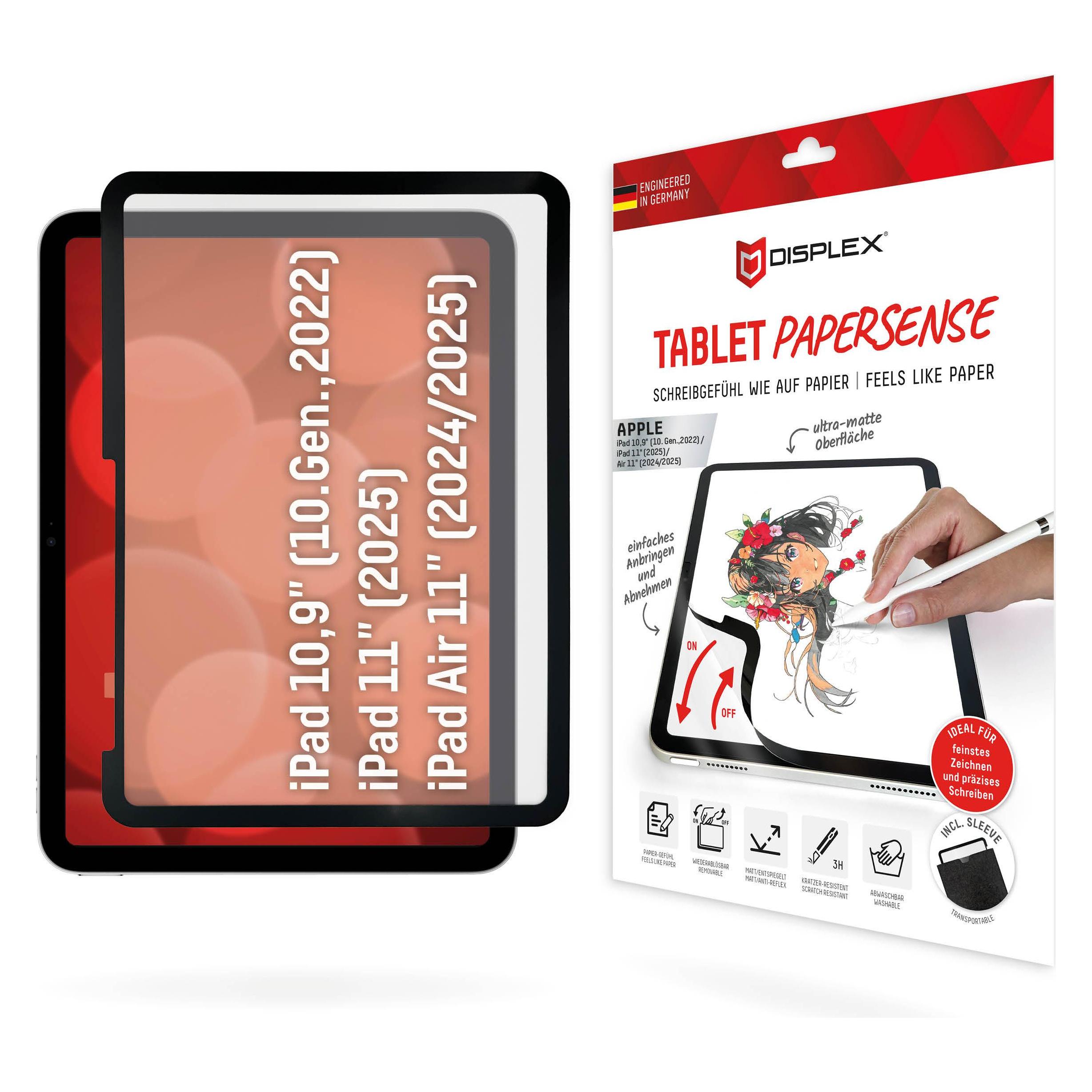 Displex Tablet Papersense, iPad Paper Feeling Schutzfolie (1 Stk., Apple iPad 2022 (10. Gen)) (01887)
